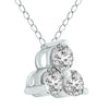 .50CT DIAMOND 14K WHITE GOLD 3D CLASSIC 3 STONE TRIANGULAR LOVE FLOATING PENDANT