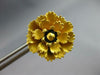 ANTIQUE 18KT YELLOW GOLD BLACK ENAMEL 3D HANDCRAFTED FLOWER STUD EARRINGS
