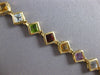 12.6CT AAA MULTI GEM 14KT YELLOW GOLD 3D PRINCESS GEOMETRICAL TENNIS BRACELET