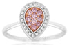 ESTATE .26CT WHITE & PINK DIAMOND 14K WHITE & ROSE GOLD PEAR SHAPE HALO FUN RING