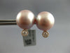 LARGE .18CT DIAMOND & AAA PINK SOUTH SEA PEARL 18KT ROSE GOLD HALO STUD EARRINGS