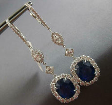 CERTIFIED EXTRA LARGE 20.2CT DIAMOND AAA CEYLON SAPPHIRE 18K WHITE GOLD EARRINGS