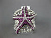 ESTATE LARGE 1.73CT DIAMOND & AAA RUBY 14KT WHITE GOLD LUCKY STARFISH FUN RING