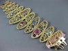 ANTIQUE EXTRA LARGE MULTI COLOR SAPPHIRE 14KT YELLOW GOLD 3D GRADUATING BRACELET