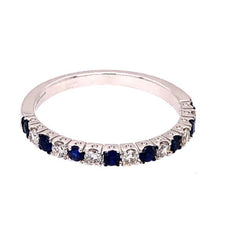 .45CT DIAMOND & AAA SAPPHIRE 18KT WHITE GOLD 3D SEMI ETERNITY ANNIVERSARY RING