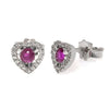 .14CT DIAMOND & AAA RUBY 18KT WHITE GOLD ROUND HEART SHAPE CLASSIC STUD EARRINGS
