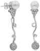 1.0CT DIAMOND & AAA SOUTH SEA PEARL 14KT WHITE GOLD FLORAL DOUBLE SWIRL EARRINGS