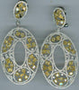 LARGE 7.91CT WHITE & FANCY YELLOW DIAMOND 18KT 2 TONE GOLD CLUSTER OVAL EARRINGS