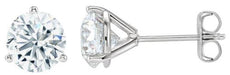 ESTATE 3.11CT DIAMOND 18K WHITE GOLD ROUND CLASSIC 3 PRONG MARTINI STUD EARRINGS