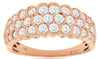 WIDE 1.33CT DIAMOND 14KT ROSE GOLD 3D MULTI ROW FLORAL WEDDING ANNIVERSARY RING
