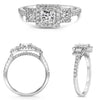 1.26CT DIAMOND PLATINUM 3D ROUND & PRINCESS CLASSIC 3 STONE HALO ENGAGEMENT RING