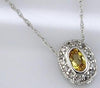 .42CT DIAMOND & AAA YELLOW SAPPHIRE 14K WHITE GOLD CLASSIC HALO FLOATING PENDANT