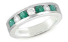ESTATE .78CT DIAMOND & AAA EMERALD 14K WHITE GOLD ROUND CLASSIC CHANNEL FUN RING