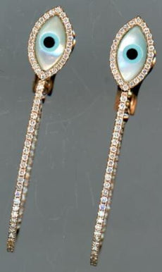 LARGE .75CT DIAMOND & AAA MOTHER OF PEARL 14K ROSE GOLD INSIDE OUT OVAL EARRINGS