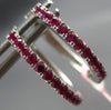 ESTATE .34CT AAA RUBY 14KT WHITE GOLD CLASSIC OVAL HUGGIE HOOP HANGING EARRINGS