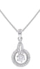 ESTATE .46CT DIAMOND 14K WHITE GOLD 3D SOLITAIRE HALO TEAR DROP FLOATING PENDANT