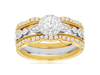 .77CT DIAMOND 14K 2 TONE GOLD SOLITAIRE HALO FILIGREE INSERT ENGAGEMENT RING SET
