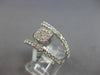 .59CT DIAMOND 14KT WHITE GOLD 3D ROUND CLUSTER SQUARE 3 ROW CRISS CROSS FUN RING