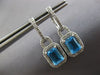 2.38 DIAMOND & AAA BLUE TOPAZ 14K WHITE GOLD EMERALD CUT & ROUND EARRINGS #28159