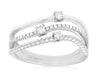 .21CT DIAMOND 14KT WHITE GOLD 3D ROUND PAST PRESENT FUTURE 3 ROW SWIRL FUN RING