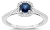 .75CT DIAMOND & AAA SAPPHIRE 14KT WHITE GOLD 3D CUSHION & ROUND ENGAGEMENT RING