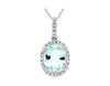 2.28CT DIAMOND & AAA AQUAMARINE 14KT WHITE GOLD 3D OVAL & ROUND FLOATING PENDANT