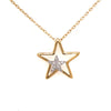 ESTATE .14CT DIAMOND 18KT 2 TONE GOLD CLASSIC DOUBLE STAR LOVE FLOATING PENDANT