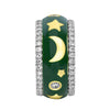 1.38CT DIAMOND & GREEN ENAMEL 18KT 2 TONE GOLD MOON & STAR FUN ANNIVERSARY RING