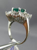 ANTIQUE LARGE 4.43CT DIAMOND & EMERALD 14KT WHTIE GOLD 3D SQUARE ENGAGEMENT RING