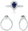 1.2CT DIAMOND & AAA SAPPHIRE 18KT WHITE GOLD ROUND & PEAR SHAPE ENGAGEMENT RING