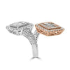 EXTRA LARGE 4.38CT DIAMOND 18K WHITE ROSE GOLD ROUND & BAGUETTE CRISS CROSS RING