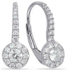 ESTATE .51CT DIAMOND 14KT WHITE GOLD CLASSIC FLOWER LEVERBACK HANGING EARRINGS
