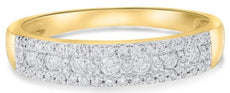 .37CT DIAMOND 14KT YELLOW GOLD ROUND CLASSIC 3 ROW PAVE WEDDING ANNIVERSARY RING