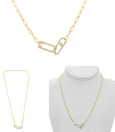 .21CT DIAMOND 14K YELLOW GOLD 3D ROUND DOUBLE RECTANGULAR LOVE KNOT FUN NECKLACE