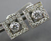 LARGE 1.40CT DIAMOND 14KT WHITE GOLD CLASSIC 3D SQUARE ROUND STUD EARRINGS #1119