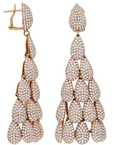 EXTRA LARGE 16.01CT DIAMOND 18KT ROSE GOLD MULTI TEAR DROP TRIANGULAR EARRINGS