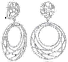 EXTRA LARGE 3.65CT DIAMOND 18KT WHITE GOLD DOUBLE CIRCULAR CRISS CROSS EARRINGS