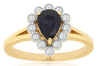 1.14CT DIAMOND & AAA SAPPHIRE 14K YELLOW GOLD PEAR SHAPE & ROUND FILIGREE RING