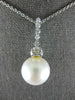 ESTATE LARGE .49CT DIAMOND & AAA SOUTH SEA PEARL 14K WHITE GOLD FLOATING PENDANT