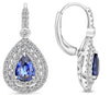 2.09CT DIAMOND & AAA SAPPHIRE 18KT WHITE GOLD PEAR SHAPE & ROUND HALO EARRINGS
