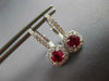 1.33CT DIAMOND & AAA RUBY 18K WHITE GOLD ROUND SQUARE LEVERBACK HANGING EARRINGS