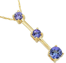 1.0CT AAA TANZANITE 14K YELLOW GOLD 3 STONE PAST PRESENT FUTURE FLOATING PENDANT