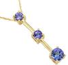 1.0CT AAA TANZANITE 14K YELLOW GOLD 3 STONE PAST PRESENT FUTURE FLOATING PENDANT