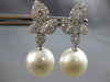 ESTATE LARGE 1.05CT DIAMOND & AAA SOUTH SEA PEARL 18K WHITE GOLD 3D MULTI LEAF EARRINGS
