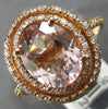 ESTATE LARGE 2.94CT DIAMOND & AAA MORGANITE 14KT ROSE GOLD 3D ENGAGEMENT RING