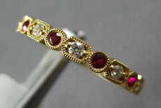 .40CT DIAMOND & AAA RUBY 18KT YELLOW GOLD FILIGREE MILGRAIN SEMI ETERNITY RING
