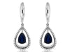 ESTATE 1.95CT DIAMOND & AAA SAPPHIRE 14K WHITE GOLD TEAR DROP LEVERBACK EARRINGS