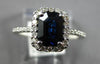 1.42CT DIAMOND & AAA SAPPHIRE 14K WHITE GOLD EMERALD CUT & ROUND ENGAGEMENT RING