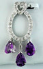 2.07CT DIAMOND & AAA AMETHYST 14K WHITE GOLD PEAR SHAPE & ROUND FLOATING PENDANT
