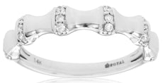 ESTATE .14CT DIAMOND 14KT WHITE GOLD CLASSIC ROUND BAMBOO SEMI ETERNITY FUN RING